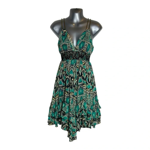 Arden B Dresses & Skirts - Arden Mini Fit & Flare Y2K Dress Black Green Unique Metal Straps Women’s…